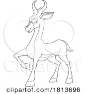 Poster, Art Print Of Springbok Licensed Black And White Cartoon Clipart