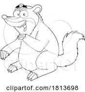 Poster, Art Print Of Badger Licensed Black And White Cartoon Clipart