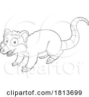 Opossum Licensed Black And White Cartoon Clipart