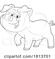 Poster, Art Print Of Piggy Barnyard Animal Licensed Black And White Cartoon Clipart