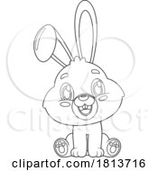 Poster, Art Print Of Sitting Rabbit Barnyard Animal Licensed Black And White Cartoon Clipart