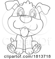 Poster, Art Print Of Sitting Dog Barnyard Animal Licensed Black And White Cartoon Clipart