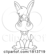 Poster, Art Print Of Sitting Donkey Barnyard Animal Licensed Black And White Cartoon Clipart