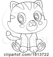 Poster, Art Print Of Sitting Cat Barnyard Animal Licensed Black And White Cartoon Clipart