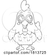 Chicken Barnyard Animal Licensed Black And White Cartoon Clipart