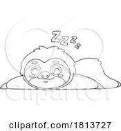 Poster, Art Print Of Sloth Sleeping Licensed Black And White Cartoon Clipart