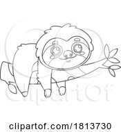 Poster, Art Print Of Sloth Hanging Out On A Branch Licensed Black And White Cartoon Clipart