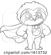 Poster, Art Print Of Super Hero Sloth Licensed Black And White Cartoon Clipart