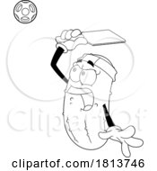 Poster, Art Print Of Male Pickleball Pickle Mascot Licensed Black And White Cartoon Clipart