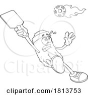 Poster, Art Print Of Male Pickleball Pickle Mascot Licensed Black And White Cartoon Clipart