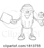 Poster, Art Print Of Male Pickleball Pickle Mascot Licensed Black And White Cartoon Clipart