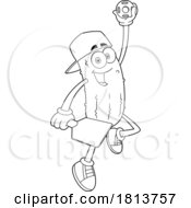 Poster, Art Print Of Male Pickleball Pickle Mascot Licensed Black And White Cartoon Clipart