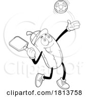 Poster, Art Print Of Male Pickleball Pickle Mascot Licensed Black And White Cartoon Clipart