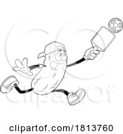 Poster, Art Print Of Male Pickleball Pickle Mascot Licensed Black And White Cartoon Clipart