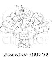 Turkey Bird Mascot Archer Licensed Black And White Cartoon Clipart