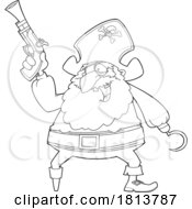 Pirate Holding A Gun Licensed Black And White Cartoon Clipart