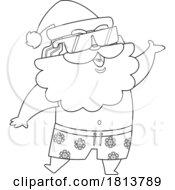 Poster, Art Print Of Vacationing Santa Claus Licensed Black And White Cartoon Clipart