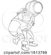 Poster, Art Print Of Pirate Carrying A Barrel Licensed Black And White Cartoon Clipart