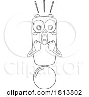 Scared Or Surprised Exclamation Point Mascot Licensed Black And White Cartoon Clipart