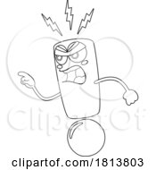 07/12/2024 - Yelling Exclamation Point Mascot Licensed Black And White Cartoon Clipart