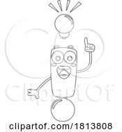 Poster, Art Print Of Exclamation Point Mascot With An Idea Licensed Black And White Cartoon Clipart