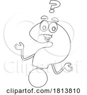 Poster, Art Print Of Question Mark Mascot Shrugging Licensed Black And White Cartoon Clipart