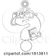 Poster, Art Print Of Question Mark Mascot Student Thinking Licensed Black And White Cartoon Clipart