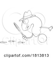 Poster, Art Print Of Question Mark Mascot Tracking Licensed Black And White Cartoon Clipart