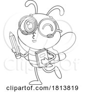 Poster, Art Print Of School Bee Mascot Licensed Black And White Cartoon Clipart