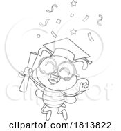 Poster, Art Print Of Graduate School Bee Mascot Licensed Black And White Cartoon Clipart