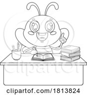 Poster, Art Print Of School Bee Teacher Mascot Licensed Black And White Cartoon Clipart