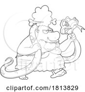 07/12/2024 - Cavewoman Carrying A Snake Licensed Black And White Cartoon Clipart