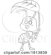 Poster, Art Print Of Ant With A Leaf Licensed Black And White Cartoon Clipart