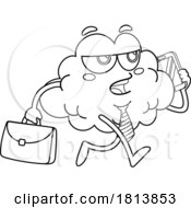 07/13/2024 - Business Brain Mascot Licensed Black And White Cartoon Clipart
