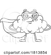 Poster, Art Print Of Super Hero Brain Mascot Licensed Black And White Cartoon Clipart