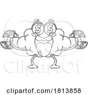 Poster, Art Print Of Rich Brain Mascot Licensed Black And White Cartoon Clipart