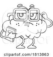 Poster, Art Print Of Thinking Brain Mascot Licensed Black And White Cartoon Clipart