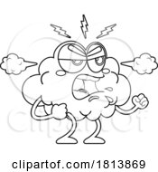 Poster, Art Print Of Bad Tempered Brain Mascot Licensed Black And White Cartoon Clipart