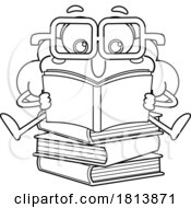 07/13/2024 - Reading Brain Mascot Licensed Black And White Cartoon Clipart