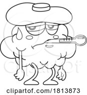 Poster, Art Print Of Sick Brain Mascot Licensed Black And White Cartoon Clipart