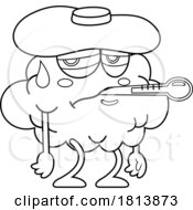07/13/2024 - Sick Brain Mascot Licensed Black And White Cartoon Clipart