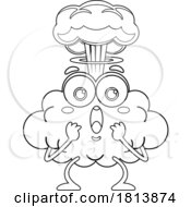 Poster, Art Print Of Mind Blown Brain Mascot Licensed Black And White Cartoon Clipart