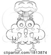 07/13/2024 - Mind Blown Brain Mascot Licensed Black And White Cartoon Clipart