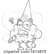 07/13/2024 - Dumb Brain Mascot Licensed Black And White Cartoon Clipart