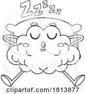 Poster, Art Print Of Sleeping Brain Mascot Licensed Black And White Cartoon Clipart