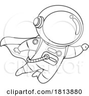 Poster, Art Print Of Super Astronaut Licensed Black And White Cartoon Clipart