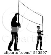 Poster, Art Print Of Banner Silhouette Protestors At March Rally Strike