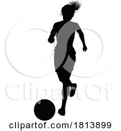 Poster, Art Print Of Female Soccer Football Player Woman Silhouette