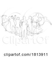 Poster, Art Print Of Skateboarder Skateboarding Silhouette People Set