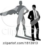 Poster, Art Print Of Superhero Business Man With Super Hero Shadow